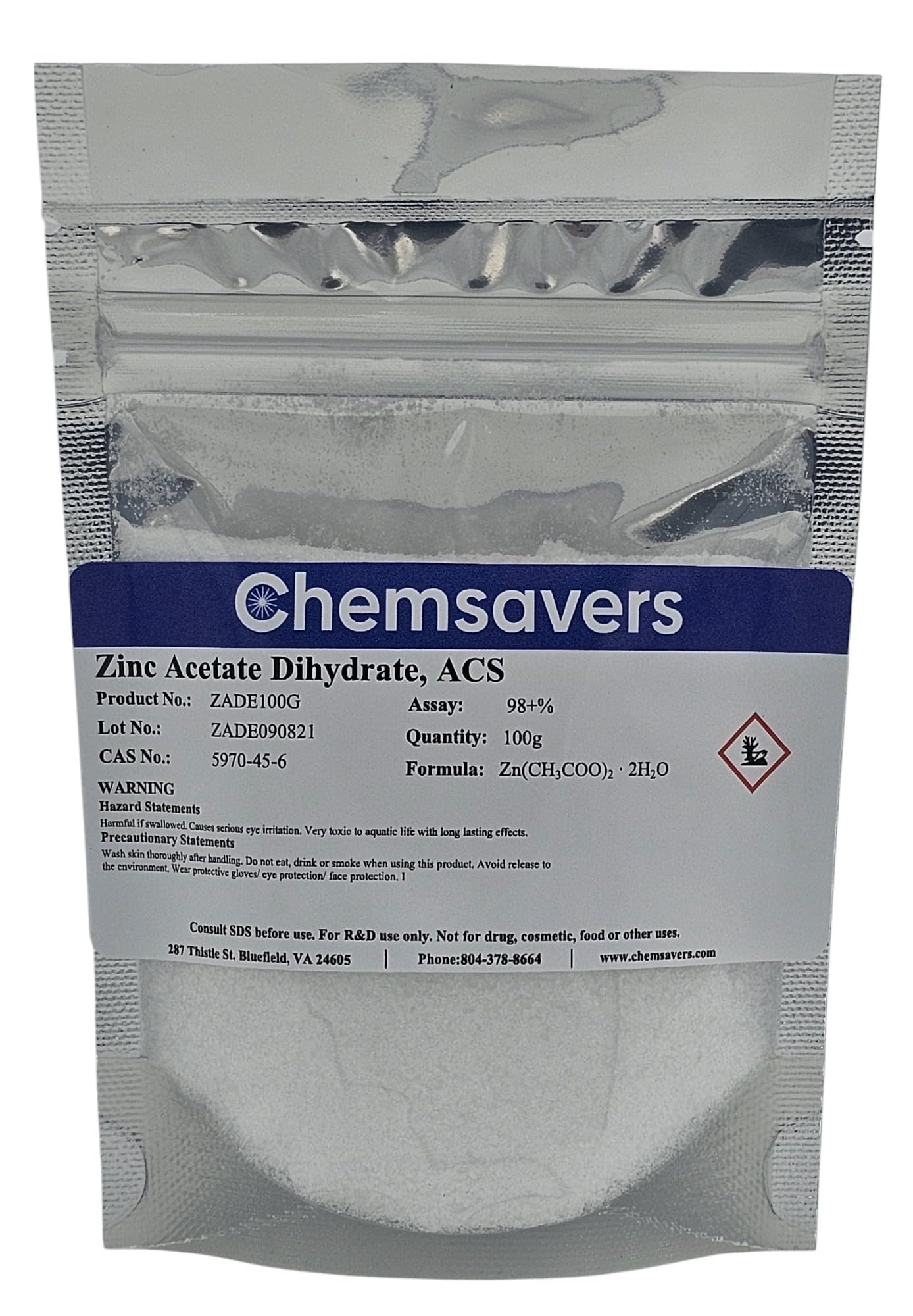 Zinc Acetate Dihydrate, ACS, 98+%, 100g: Amazon.com: Industrial
